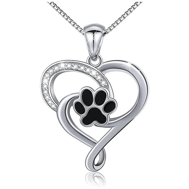 Collier Coeur Empreintes De Chien