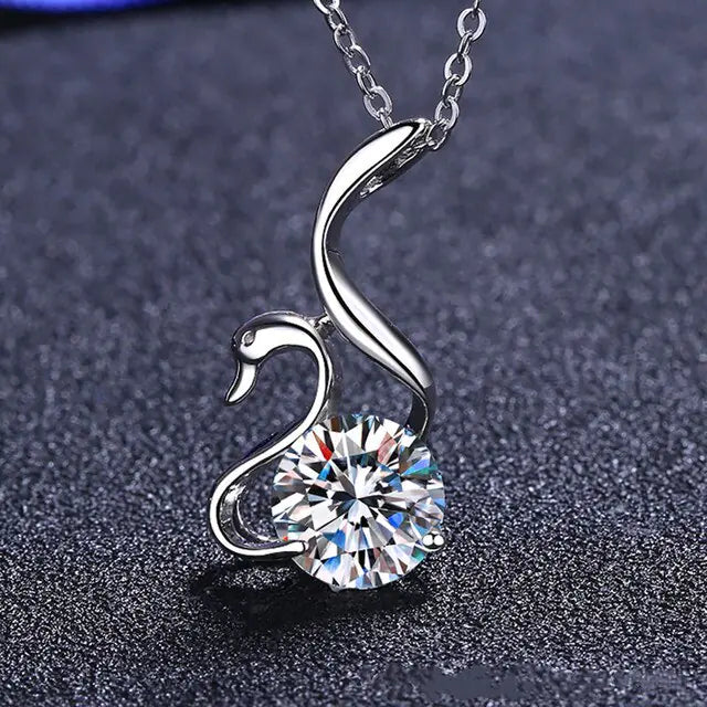 Collier diamant cygne moissanite