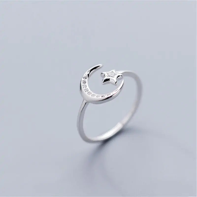 Bague étoile de lune en argent sterling