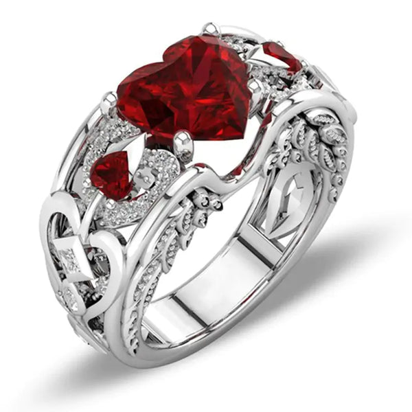 Anillo de corazón de amor rojo