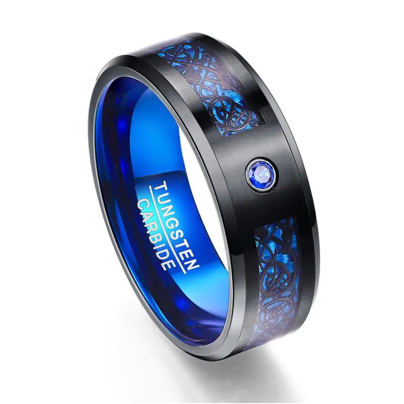 Dragon Stone Inlay Tungsten Ring