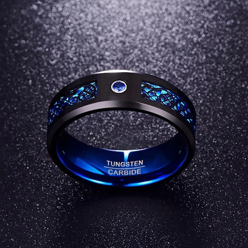 Dragon Stone Inlay Tungsten Ring