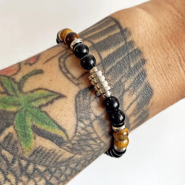 Pulsera con cierre de ojo de tigre para hombre