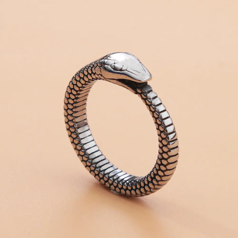 Anillo Ouroboros para hombre de mitología nórdica retro