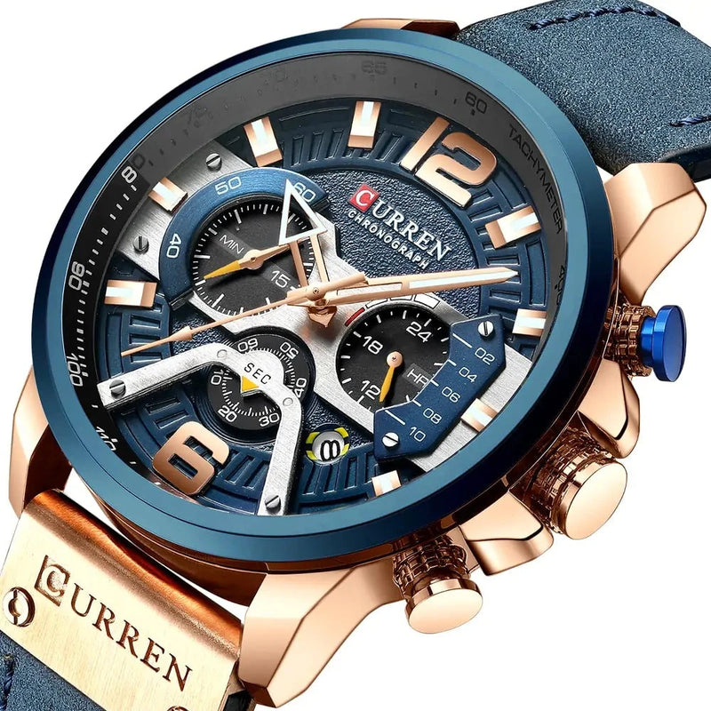 Montre-bracelet chronographe militaire en cuir