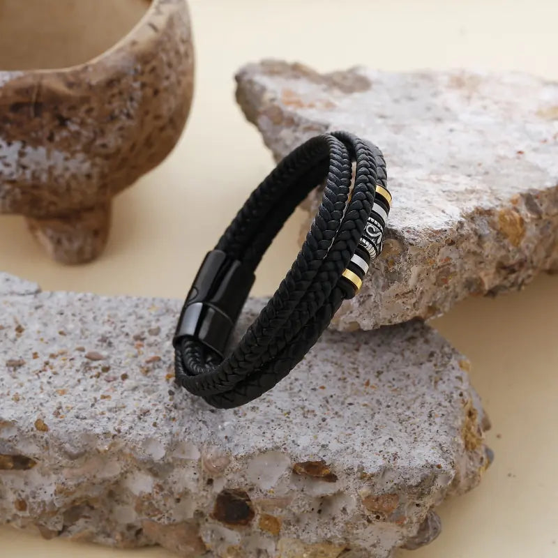 Pulseras de cuero trenzado para hombre