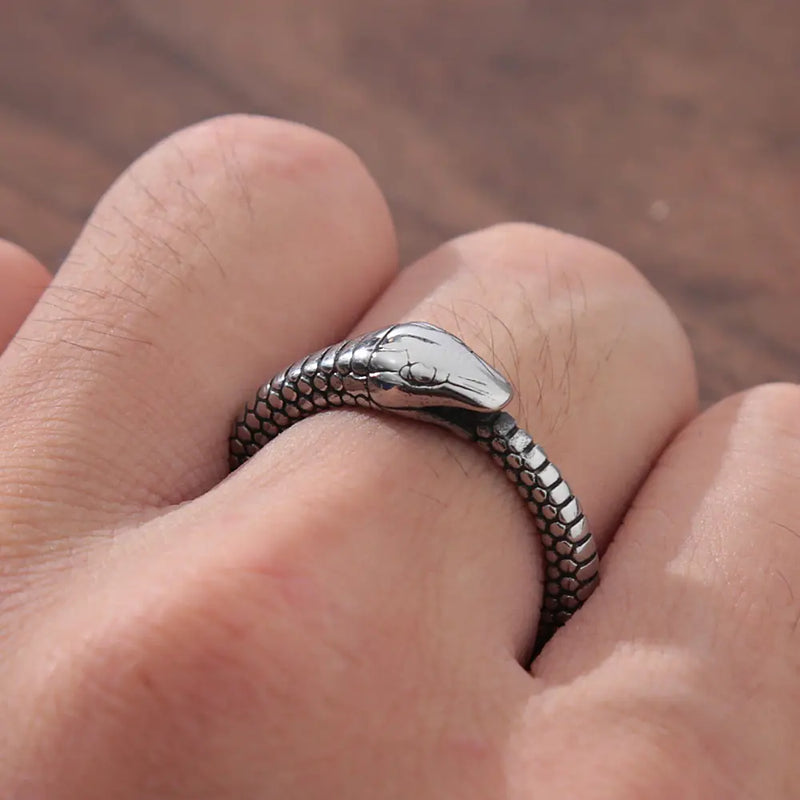 Anillo Ouroboros para hombre de mitología nórdica retro