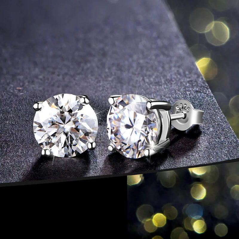 Moissanite Stud Earrings - 925 Silver