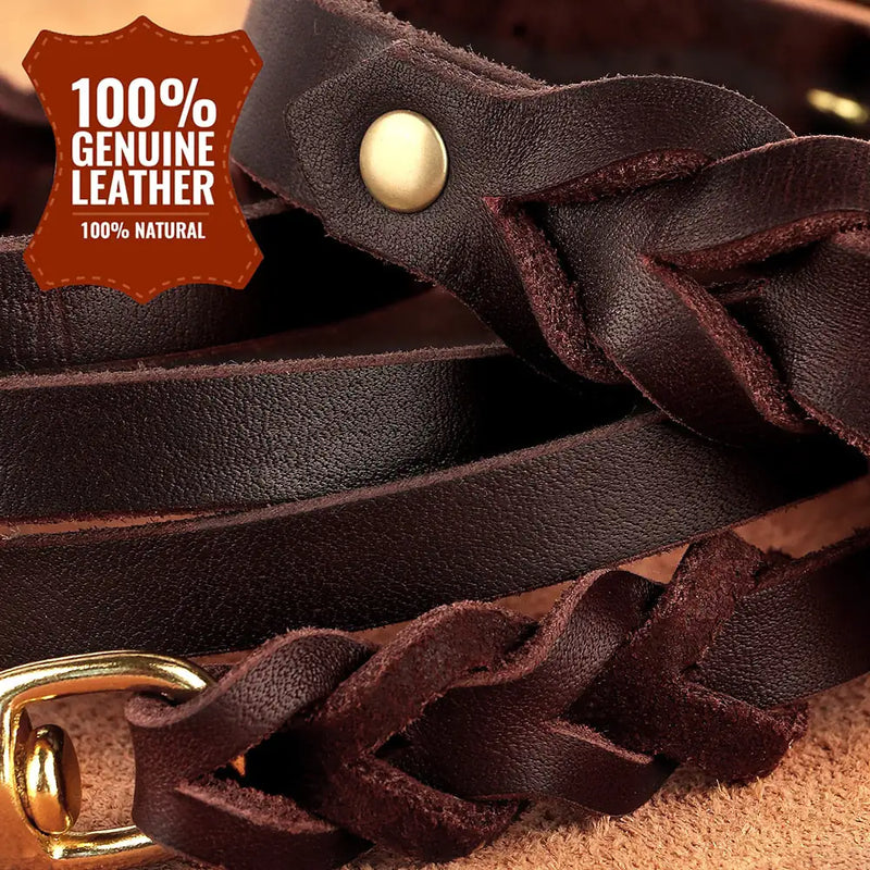 Dog Collar and Leash Set - Genuine Leather