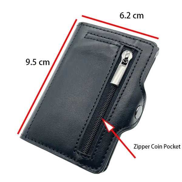 Slim Thin Trifold Men Leather Wallet with Tracking Device Pocket