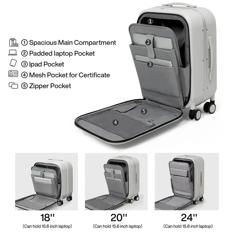 Mixi Patented Design Aluminum Frame Carry On Luggage