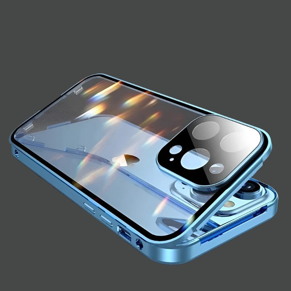 Double Sided Glass Snap Lock Case For iPhones