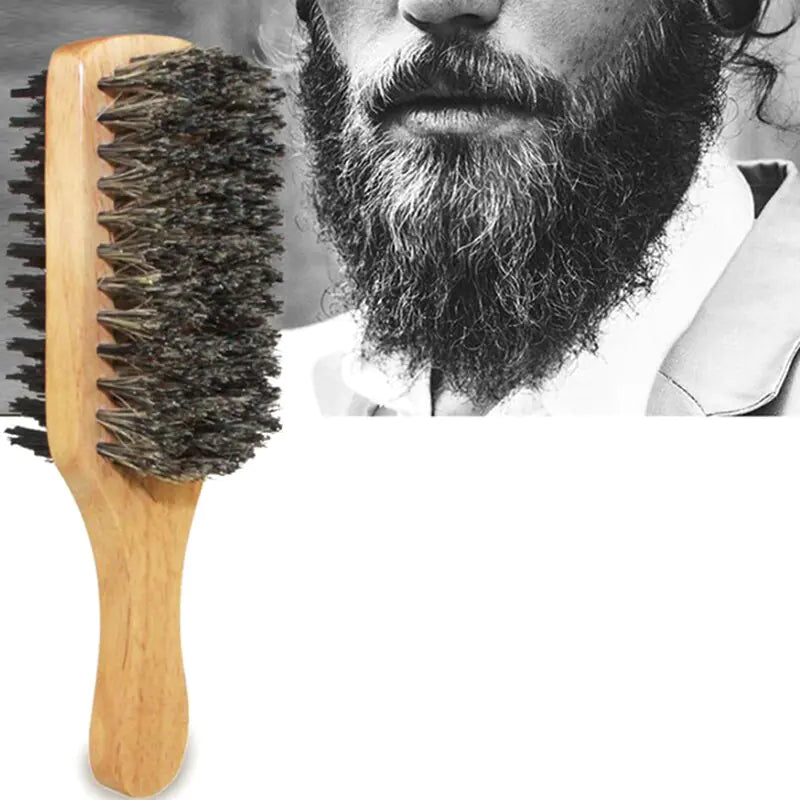 Men Boar Bristle Wooden Beard Brush