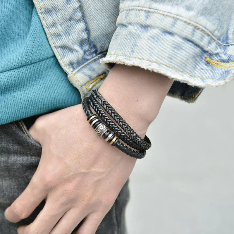 Bracelets en cuir tressé pour hommes