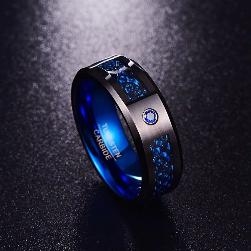 Dragon Stone Inlay Tungsten Ring