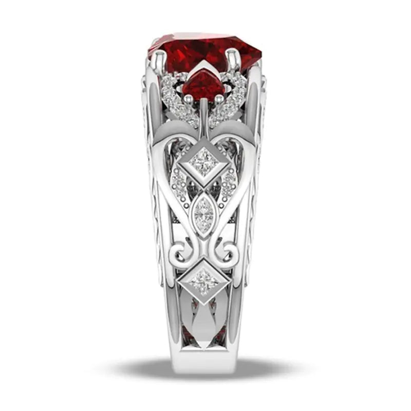 Anillo de corazón de amor rojo