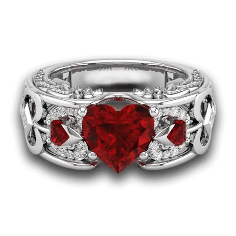 Anillo de corazón de amor rojo