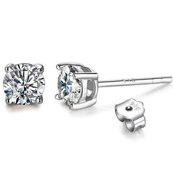 Boucles d'oreilles à tige moissanite - Argent 925