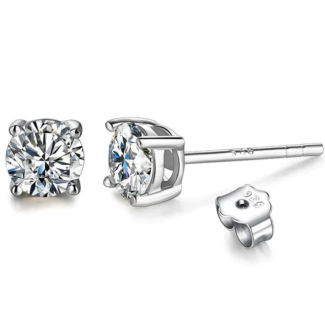 Moissanite Stud Earrings - 925 Silver