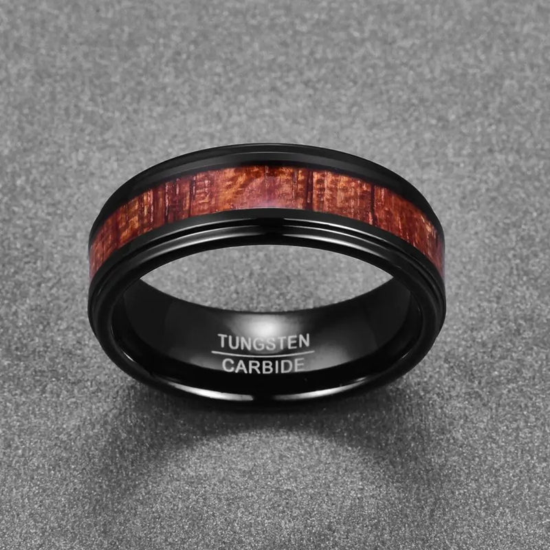 Black Wooden Tungsten Carbide Ring