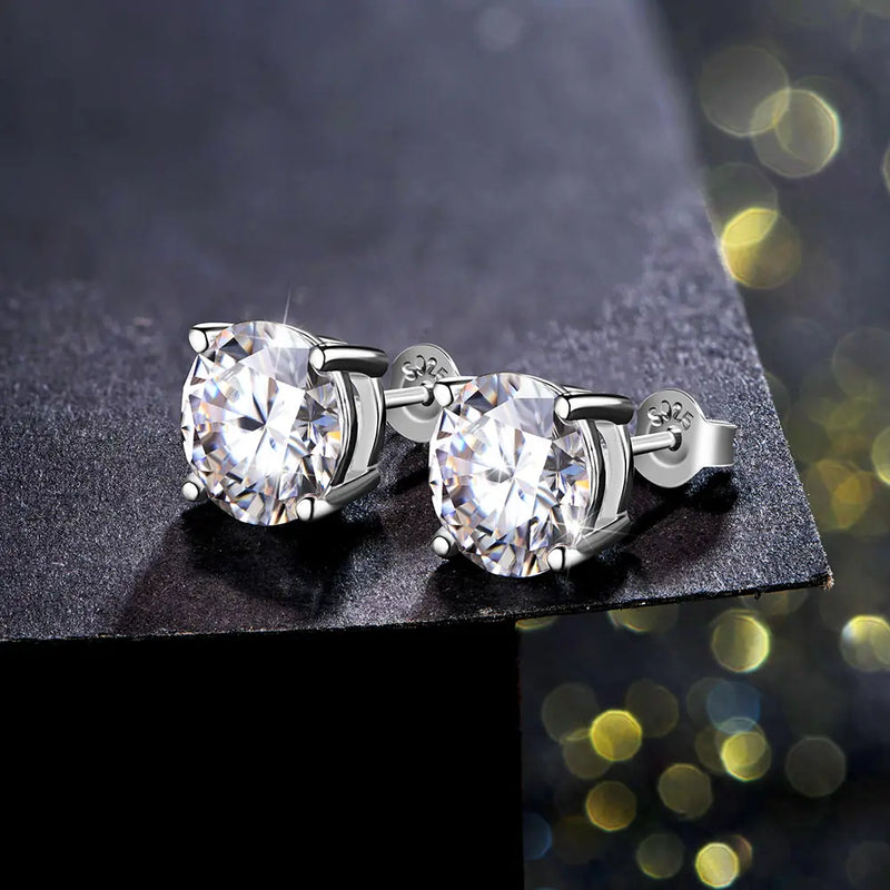 Moissanite Stud Earrings - 925 Silver